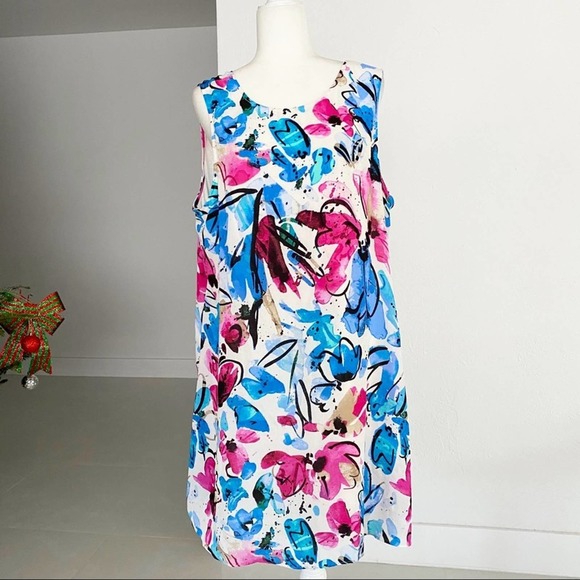Nic+Zoe Vibrant Flora Sleeveless A-Line Dress - Picture 3 of 9